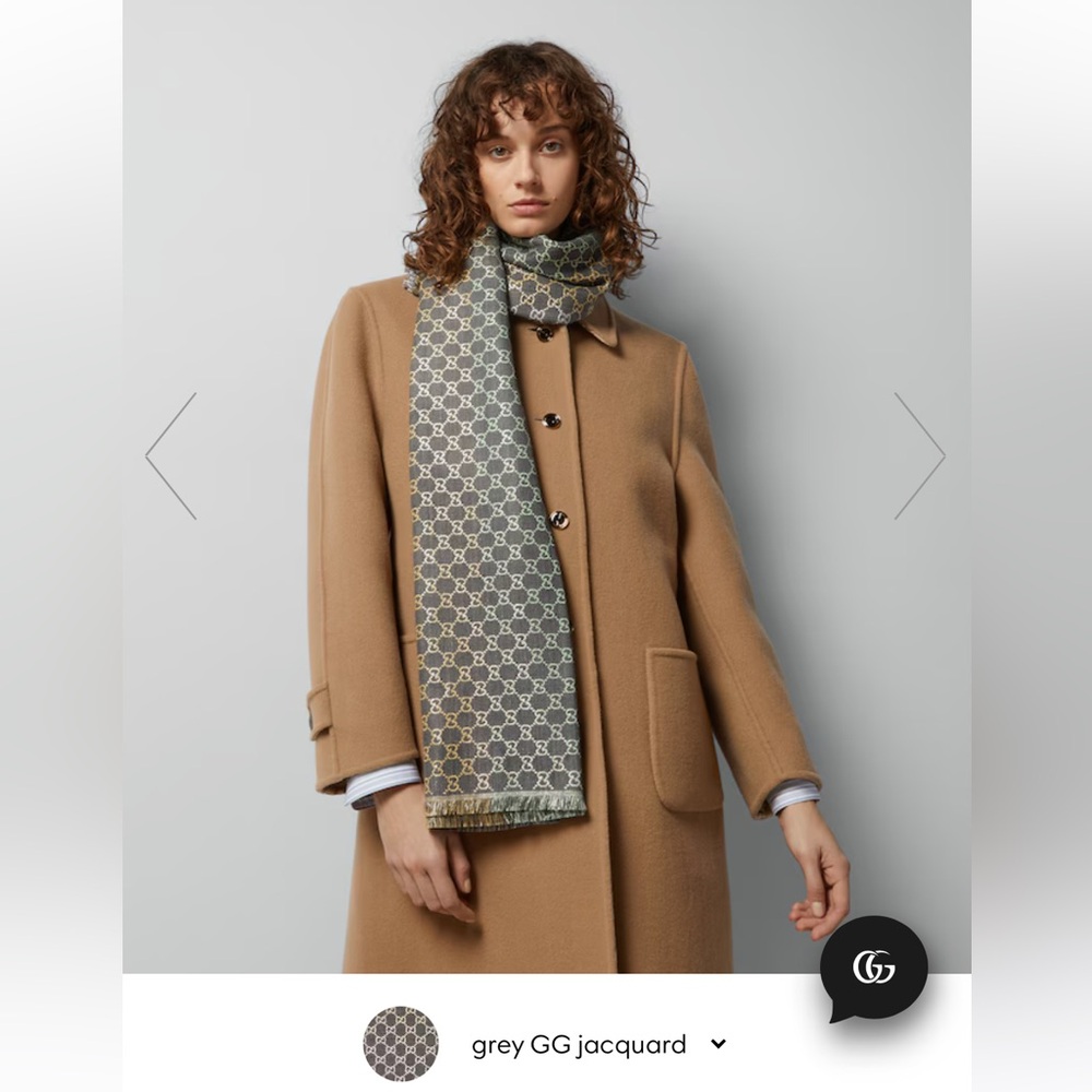 NWT Gucci Grey GG Jacquard Scarf/Shawl
